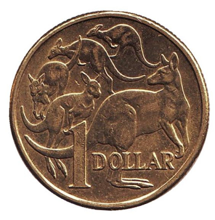 Монета 1 доллар. 2017 год, Австралия. Кенгуру.