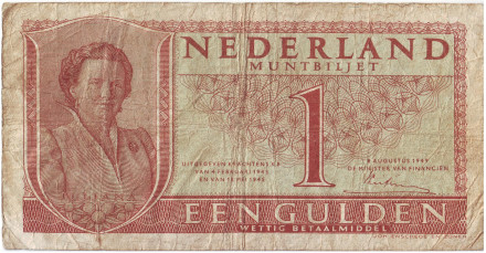Банкнота 1 гульден. 1949 год, Нидерланды.