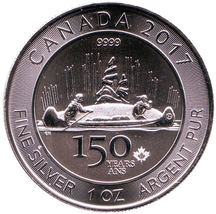 Монета 5 долларов. 2017 год, Канада. 150 лет Конфедерации Канада.