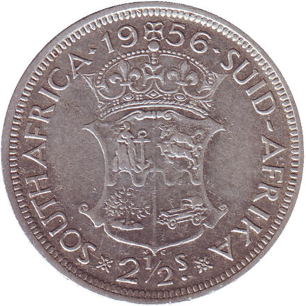 Монета 2,5 шиллинга. 1956 год, ЮАР.
