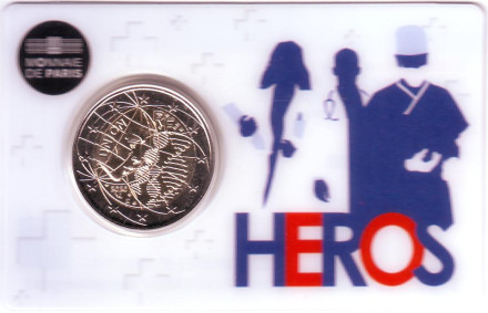 Монета 2 евро. 2020 год, Франция. "Heros". Медицинские исследования.