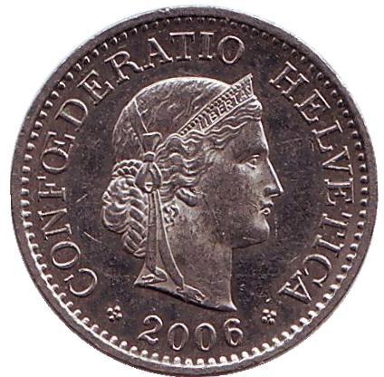 Монета 10 раппенов. 2006 год, Швейцария. Монета 10 раппенов. 2006 год, Швейцария.