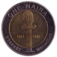 Герберт Маколей. Монета 1 найра. 2006 год, Нигерия.