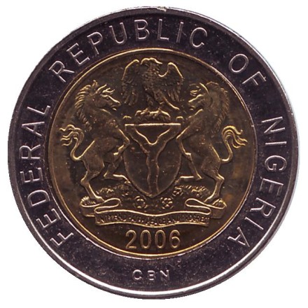 Монета 1 найра. 2006 год, Нигерия. Герберт Маколей. Монета 1 найра. 2006 год, Нигерия. Герберт Маколей.