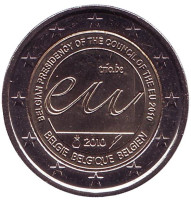 Председательство Бельгии в ЕС. Монета 2 евро, 2010 год, Бельгия.