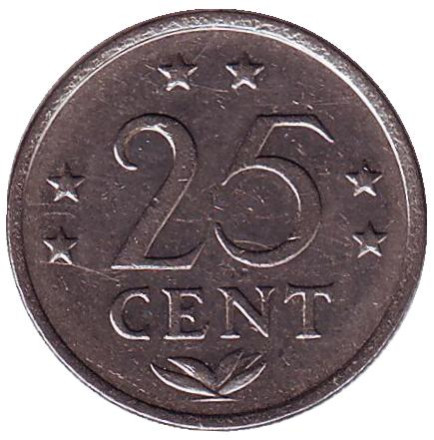 Монета 25 центов, 1982 год, Нидерландские Антильские острова.