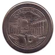 Монета 10 фунтов. 1996 год, Сирия. Состояние - UNC. Монета 10 фунтов. 1996 год, Сирия. Состояние - UNC.