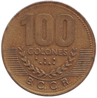 Монета 100 колонов, 2000 год, Коста-Рика. Монета 100 колонов, 2000 год, Коста-Рика.