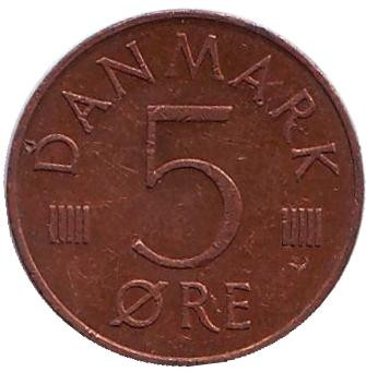 Монета 5 эре. 1984 год, Дания. R;B