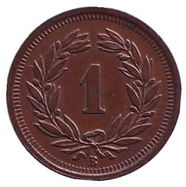 Монета 1 раппен. 1911 год, Швейцария.