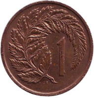 Монета 1 цент. 1976 год, Новая Зеландия. Лист папоротника. Монета 1 цент. 1976 год, Новая Зеландия. Лист папоротника.