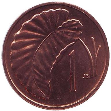 Монета 1 цент. 1974 год, Острова Кука. UNC. Лист Таро.