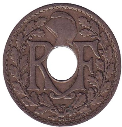 Монета 10 сантимов. 1920 год, Франция. Монета 10 сантимов. 1920 год, Франция.