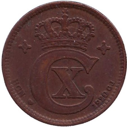 Монета 2 эре. 1920 год, Дания. Монета 2 эре. 1920 год, Дания.
