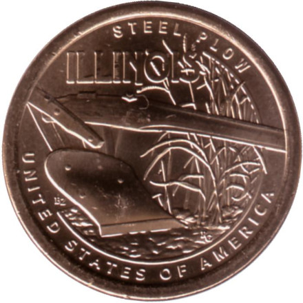 Монета 1 доллар. 2024 год (P), США. Стальной плуг. Серия "Американские инновации".
