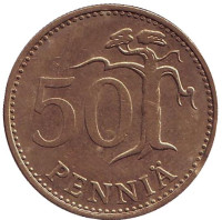 Монета 50 пенни. 1978 год, Финляндия.