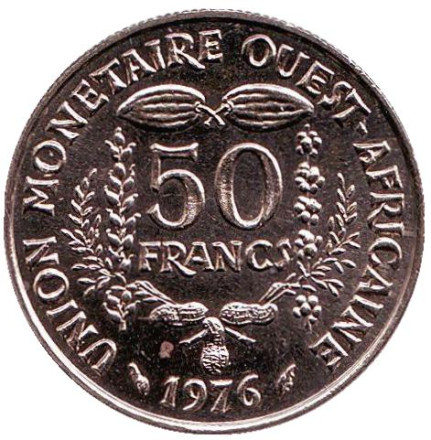 Монета 50 франков. 1976 год, Западные Африканские штаты. UNC.