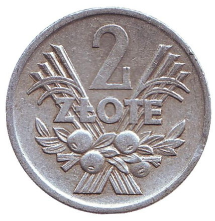 Монета 2 злотых. 1972 год, Польша.