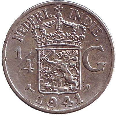 Монета 1/4 гульдена. 1941 год (P), Нидерландская Индия.