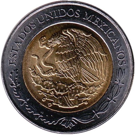 Монета 5 песо. 2014 год, Мексика. Монета 5 песо. 2014 год, Мексика.