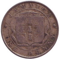 Монета 1 пенни. 1905 год, Ямайка.