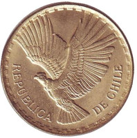 Кондор. Монета 2 чентезимо. 1970 год, Чили. UNC.