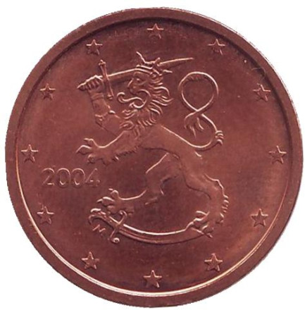 Монета 2 цента, 2004 год, Финляндия.