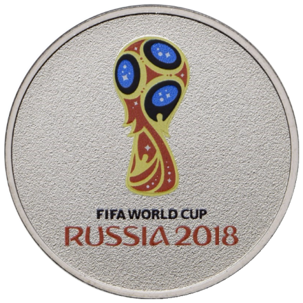 Монета 25 рублей. 2018 год, Россия. (Цветная) Чемпионат мира по футболу FIFA 2018 в России. Эмблема. Монета 25 рублей. 2018 год, Россия. (Цветная) Чемпионат мира по футболу FIFA 2018 в России. Эмблема.