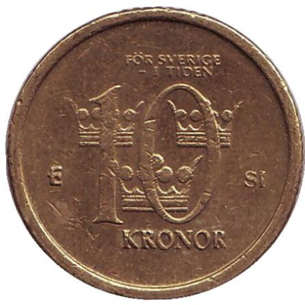 Монета 10 крон, 2006 год, Швеция.