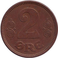 Монета 2 эре. 1921 год, Дания.