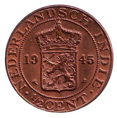 Монета 1/2 цента. 1945 год, Нидерландская Индия. aUNC.