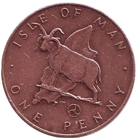 Монета 1 пенни. 1979 год, Остров Мэн. (AE) Мэнский лохтан.