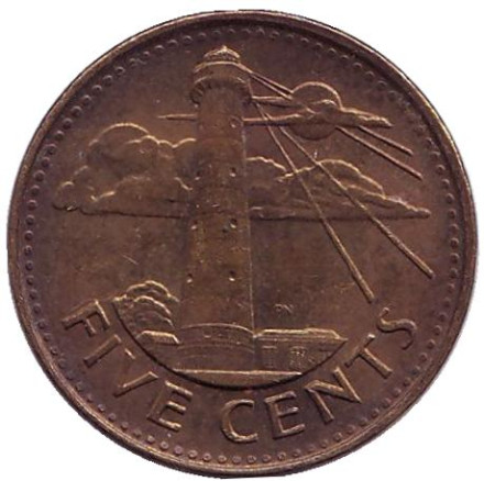 Монета 5 центов. 2009 год, Барбадос. Маяк.