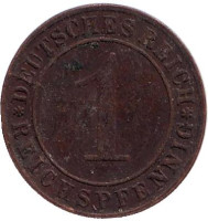 Монета 1 рейхспфенниг. 1936 год (D), Веймарская республика.