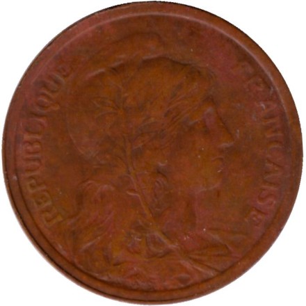 Монета 2 сантима. 1911 год, Франция. Монета 2 сантима. 1911 год, Франция.