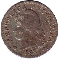 Монета 5 сентаво. 1898 год, Аргентина.
