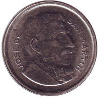 Генерал Хосе де Сан-Мартин. Монета 50 сентаво. 1954 год, Аргентина. 