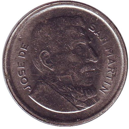 Монета 50 сентаво. 1954 год, Аргентина. Генерал Хосе де Сан-Мартин.