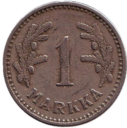 Монета 1 марка. 1928 год, Финляндия.