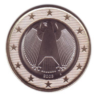 Монета 1 евро. 2003 год (А), Германия. Монета 1 евро. 2003 год (А), Германия.
