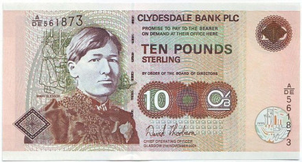 Банкнота 10 фунтов. 2004 год, Шотландия. Мэри Слессор.
