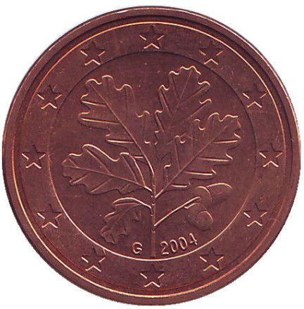 Монета 5 центов. 2004 год (G), Германия.