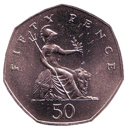 Монета 50 пенсов. 1987 год, Великобритания. BU.