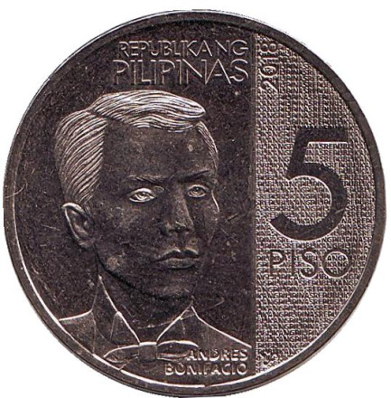 Монета 5 песо. 2018 год, Филиппины. Андрес Бонифасио.