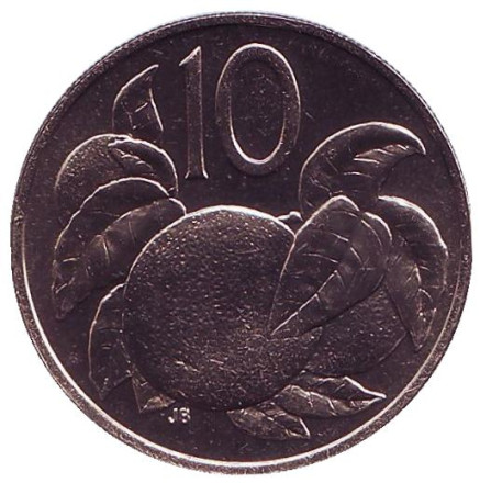 Монета 10 центов. 1974 год, Острова Кука. UNC. Апельсин.