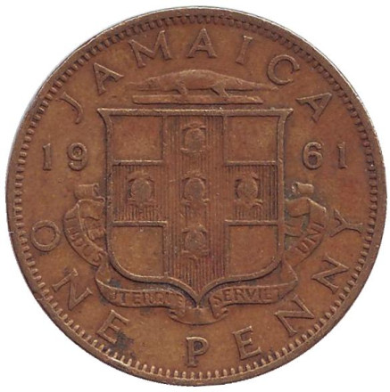 Монета 1 пенни. 1961 год, Ямайка.