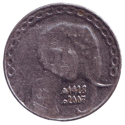 Монета 5 динаров. 2007 год, Алжир. Слон.