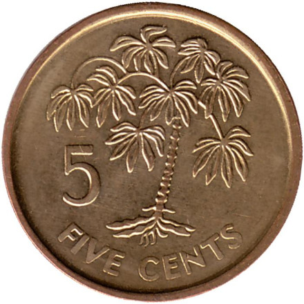 Монета 5 центов. 2010 год, Сейшельские острова.