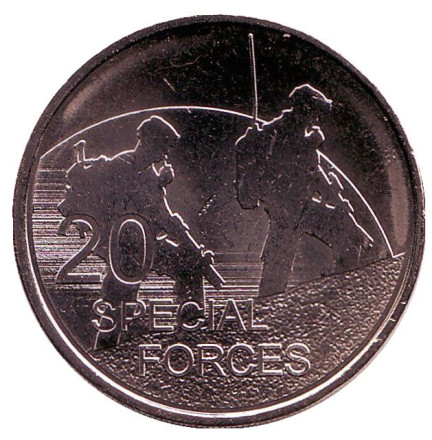 Монета 20 центов. 2016 год, Австралия. Войска специального назначения. (Коммандос).