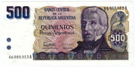 Банкнота 500 песо. 1984 год, Аргентина.